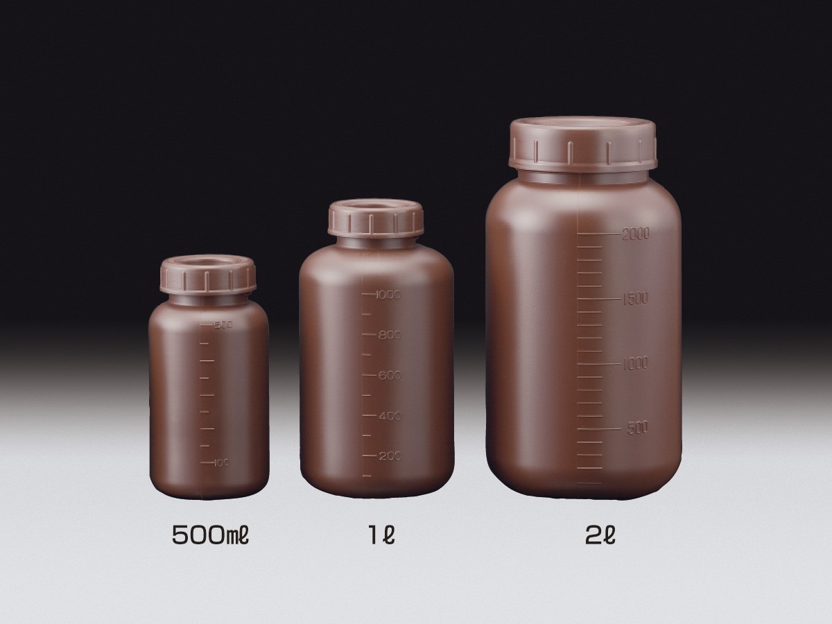 Sanplatec Fluoro-Barrier PE Wide Mouth Amber Bottle